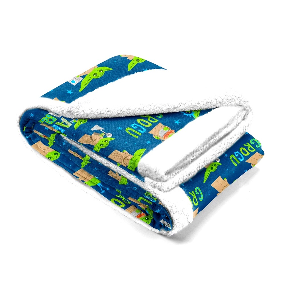 NWT Baby Yoda Starry Child Sherpa Back Throw Blanket, 60" x 90"